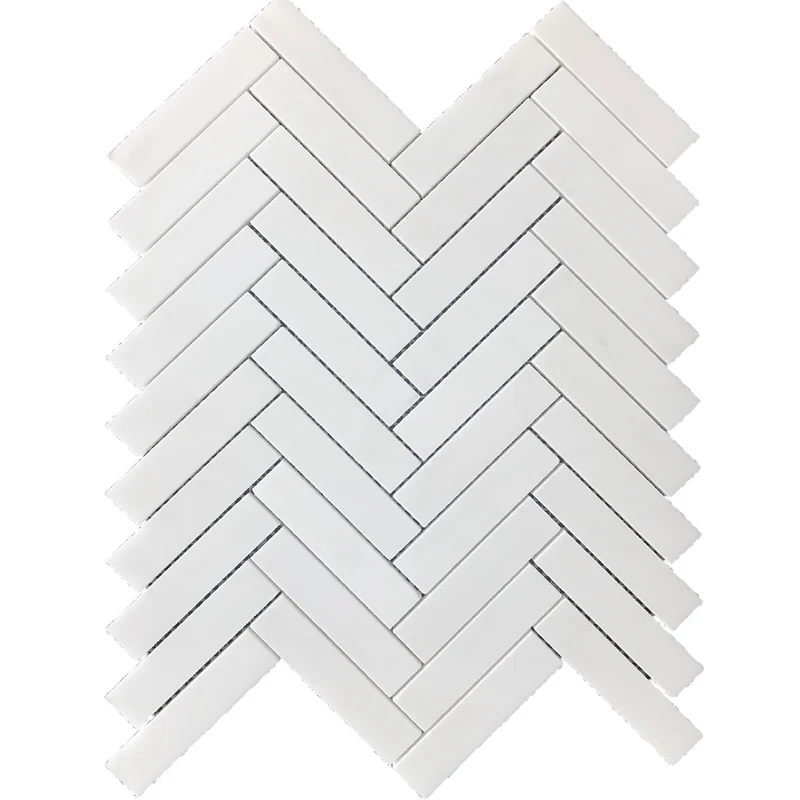 Sky White Honed Herringbone Mosaic 1" x 4"